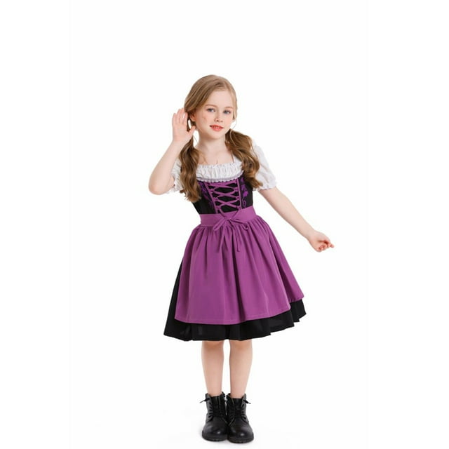 SUNSIOM Robes Dirndl pour Filles Manches Bouffantes Robe de Servante Costume d'Octobre Tenues de Cosplay d'Halloween