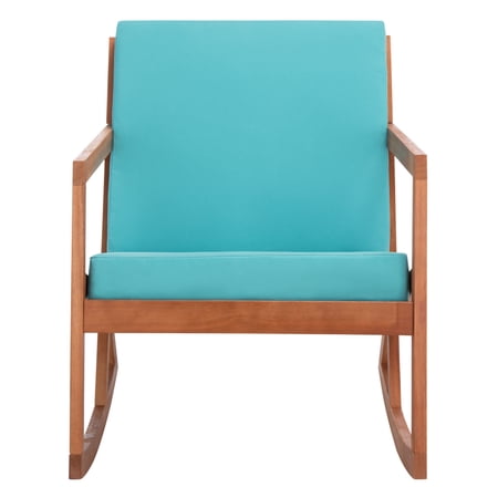 SAFAVIEH Vernon Outdoor Patio Rocking Chair, Natural/Aqua