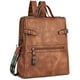 thumbnail image 1 of Mochila de piel para portátil FADEON para mujer, marrón, impermeable, 1 of 9