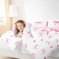 thumbnail image 3 of Erosebridal Princess Ribbon Twin Bedding Sets 7-Piece for Kid, Butterfly Knot Bedding Comforter Set, White Pink, 3 of 7