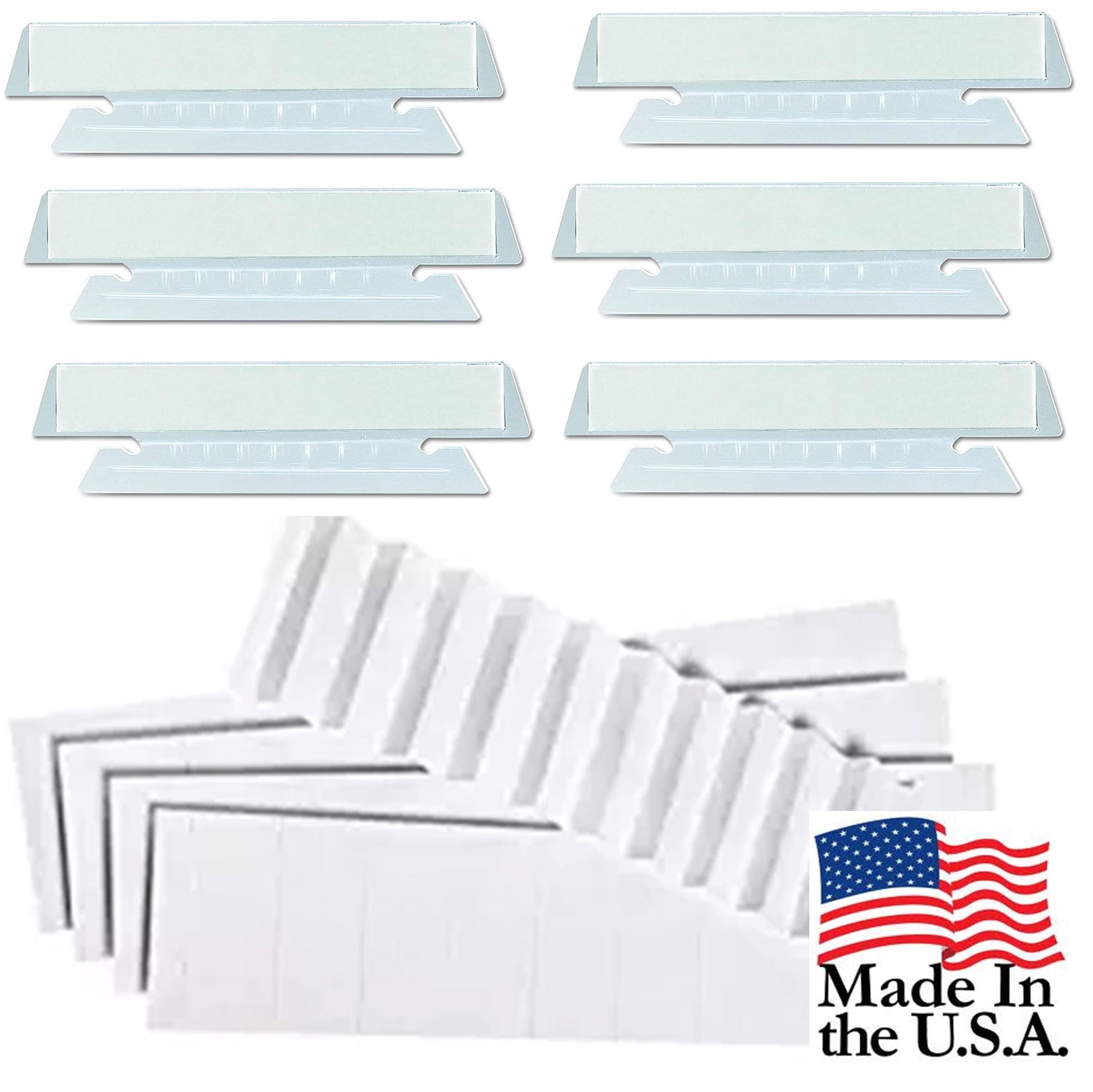 100 Pack Hanging Folder Tabs and Inserts, 3.5', Clear, 1/3 Cut , Made in USA