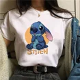 thumbnail image 3 of Camiseta de algodón para niños de Kawaii Disney Lilo Stitch, camiseta de verano con estampado de corazón de Stitch de dibujos animados, ropa bonita de Disney Anime para niños, 3 of 5