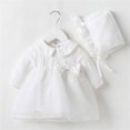 thumbnail image 3 of Bearichfupo Newborn Infant Baby Girls Spring Summer Tulle Solid Long Sleeve Birthday Party Romper Princess Dress Hat Clothes, Sizes 0-3 Months, 3 of 3