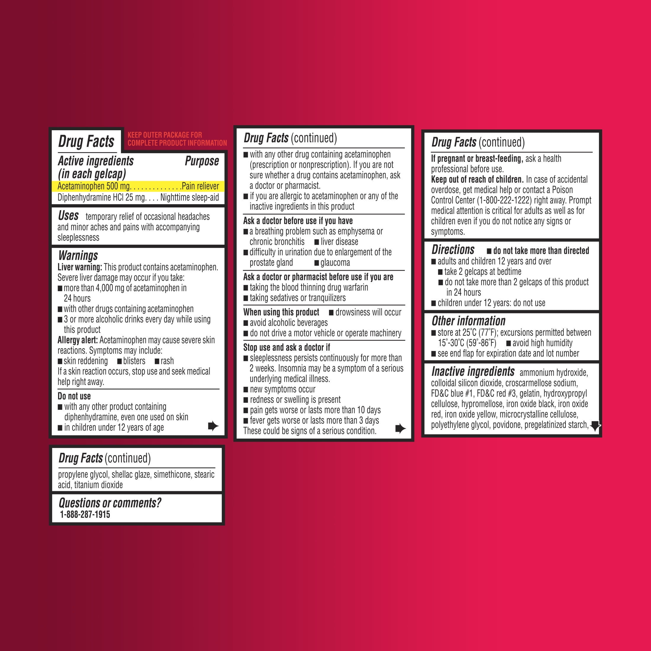 Equate Extra Strength Acetaminophen PM Pain Reliever/Sleep Aid Rapid Release Gel-caps, 500 mg, 20 Count