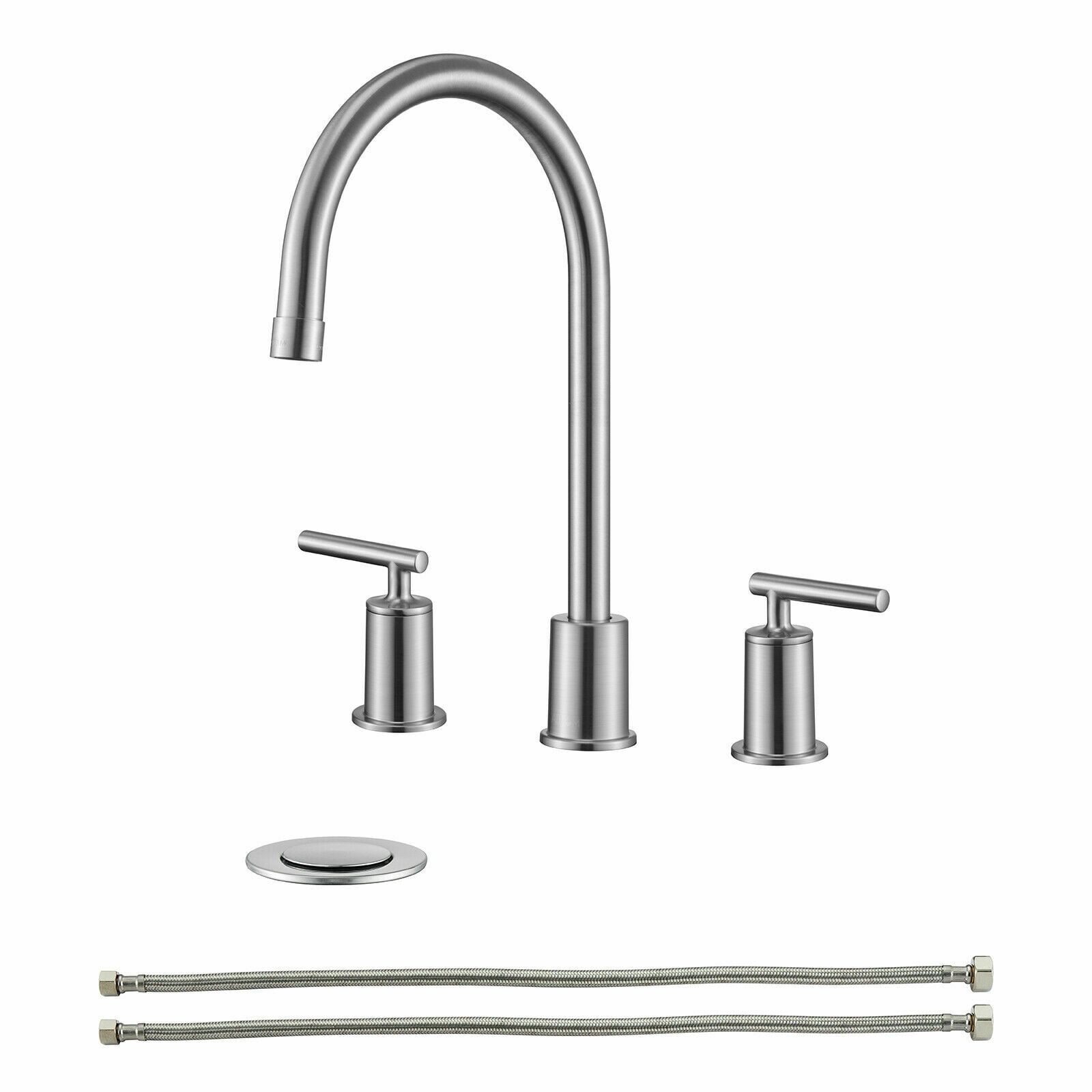 Dual Handle Brushed Nickel 3 Way Swivel Kitchen Sink Faucet Basin Mixer Taps 