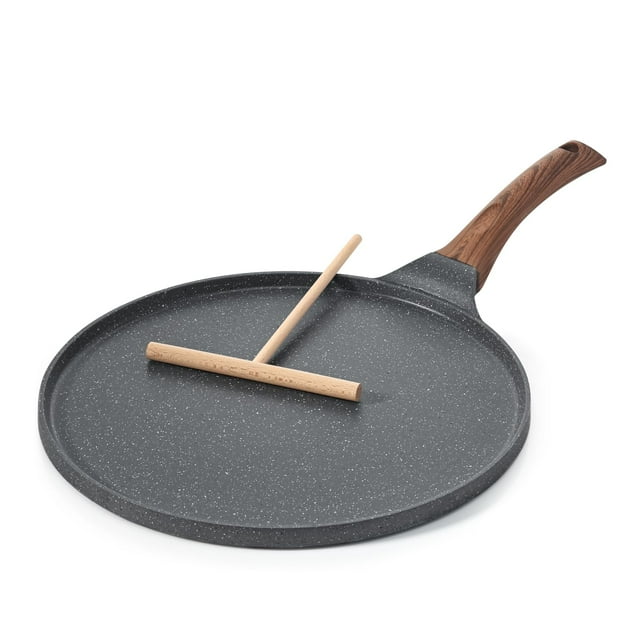 Sartén antiadherente para crepas SENSARTE, con revestimiento de granito suizo, sartén para dosa, plancha plana para panqueques, plancha Tawa de 25 cm con mango que se mantiene frío, compatible con ind