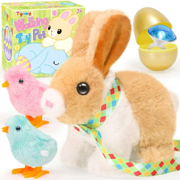Juguete de peluche con forma de conejito de Pascua interactivo para niños