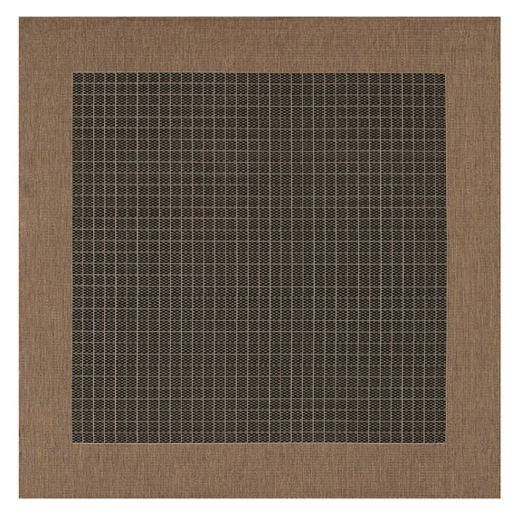 Couristan 7.5' x 7.5' Checkered Square Area Throw Rug - Brown and Black