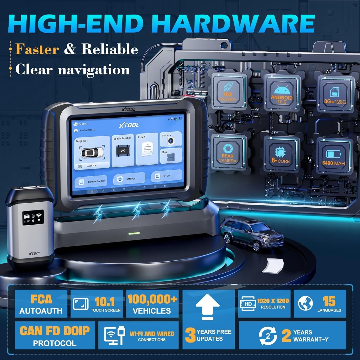 XTOOL IP919 AI-Assisted OBD2 Scanner, Bidirectional Scan Tool with Topology Map, ECU Cod-ing & Pr0gramming, 51+ Resets, All System Diagnostic Tool , 3-Year Free Update