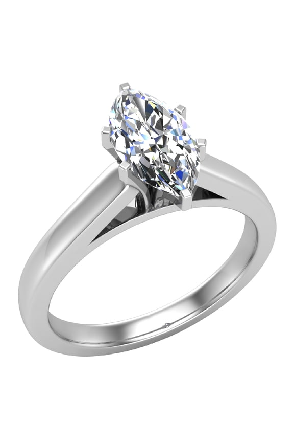 Diamond Engagement Ring For Women Marquise GIA Certified Solitaire 6-Prong 0.75 Carat 18K White Gold (E,VVS)