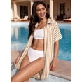 thumbnail image 4 of MOYIKO Swimsuit Coverup for Women Striped Bathing Suit Cover Up Button Down Shirt Beach Cover Ups Summer Outfits, 4 of 7