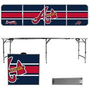 Atlanta Braves Striped Design 8' Portable Folding Tailgate Table