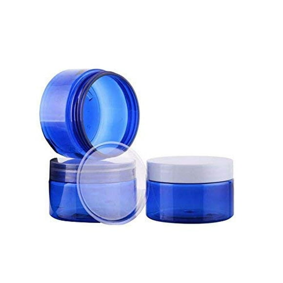 2PcS 100g100ML(35oz) Blue Refillable Empty Plastic cream Jars Bottes Sample cosmetic Makeup container with Mixture Screw Top cover and Inner cap for E
