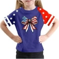 thumbnail image 1 of T-Shirt à Manches Courtes pour la Fête de l'Indépendance pour Garçons et Filles Tout-Petits, Mélange Doux de Polyester-Spandex, Col Rond, Imprimé Coloré, Port Toutes Saisons, Lavable à la Main, 1 of 4