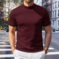 thumbnail image 2 of Men's T Shirt Short Sleeved Roll Neck Shirt Summer Basic Shirt Roll Neck Undershirt Athletic Gym Running Lightweight Performance Tee Top XL Wine Men's Short Sleeved T Shirt, 2 of 5
