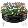 thumbnail image 2 of Round Galvanized Steel Fire Ring Pit for Backyard, Camping, Bonfire; Round Steel Raised Garden Bed Kit, Metal Raised Garden Box for Outdoor Gardening and Planting, 2 of 4