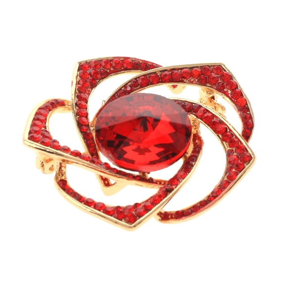 Medium Size Crystal Rose Brooch