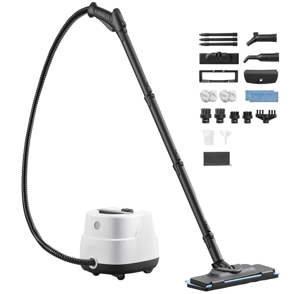 Powerful Canister Steam Cleaner, 34 oz Tank with 20 Accessories, Fast Heating, Extended Cord & Hose, for Home, Car, Floors