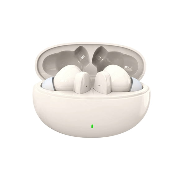 Beige 24H Playtime Bluetooth 5.3 Earbuds In Ear Wireless Headphones With Copper Ring Speaker Touch Control Stereo Sound