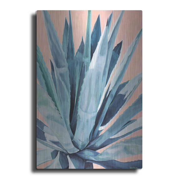 Luxe Metal Art 'Agave With Coral by Alana Clumeck Metal Wall Art, 24"x36"