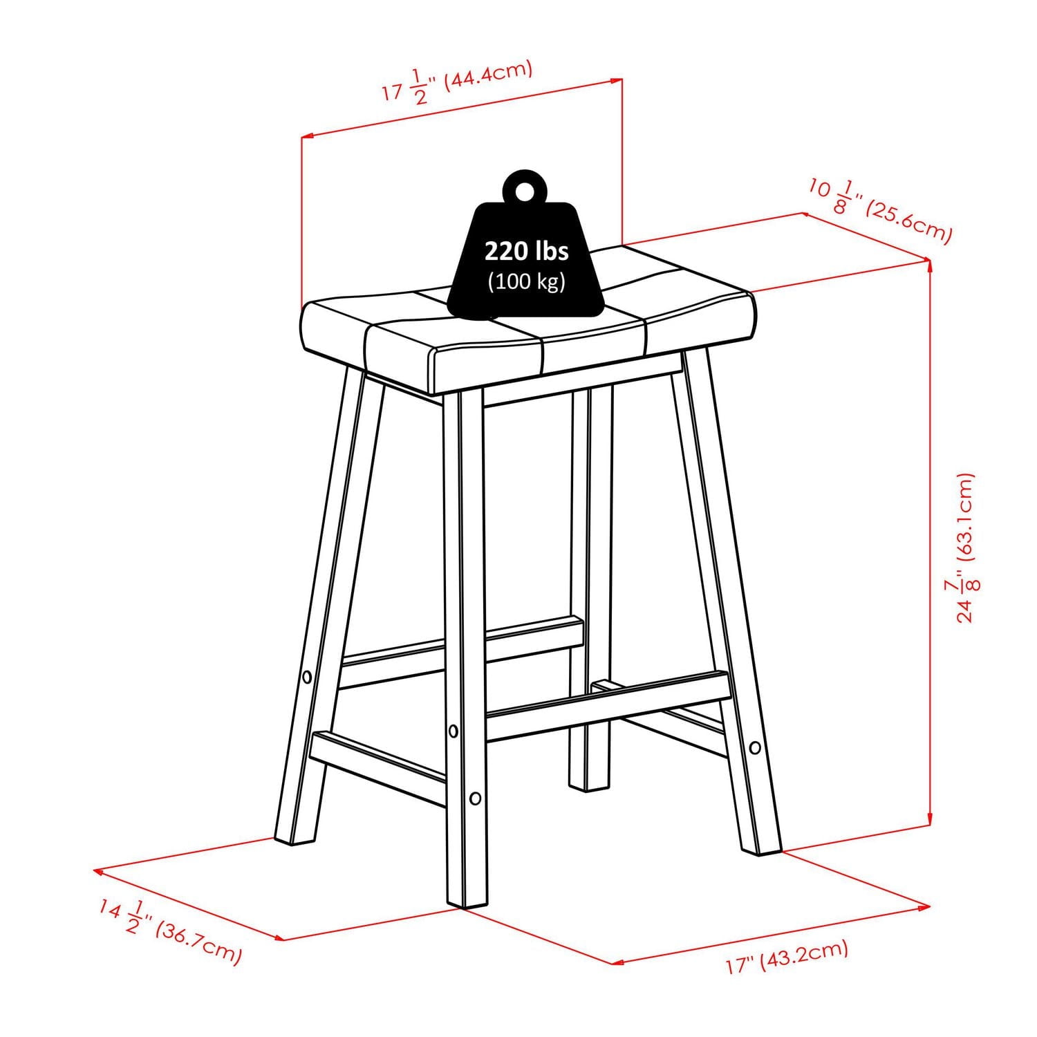Winsome Harrington 3-Piece Drop Leaf High Table, 2 - 24" Cushion Saddle Seat Stools - 94345