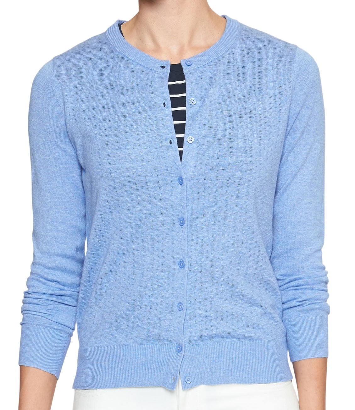 New Banana Republic Womens Blue Pointelle Front Cardigan Sweater Sz XXL
