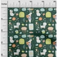 thumbnail image 1 of oneOone Cotton Silk Teal Green Fabric Floral|Rat & Cat Cartoon Dress Material Fabric Print Fabric By The Yard 42 Inch Wide, 1 of 4