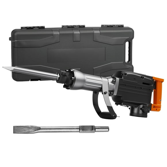 KFFKFF Electric Demolition Hammer, 1350 BPM for Breaking Concrete, 2200W Heavy Duty Jackhammer, Includes 2 Chisel Bits and Carrying Case, Black