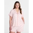 thumbnail image 2 of Joyspun Women’s Dreamy Soft Collection Notch Collar Shorty Knit Pajama Set, Sizes XS to 3X, 2 of 6