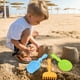 thumbnail image 5 of Juego de juguetes de playa para menores, kit de juguetes de arena de plástico de 8 piezas con balde, palas y moldes en rosa, verde y amarillo para construir castillos y divertirse al aire, 5 of 8