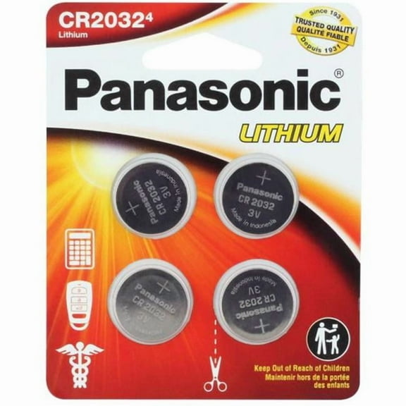 Panasonic CR2032 3.0 Volt Lithium Coin Cell Batteries, 4 count