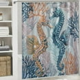 thumbnail image 6 of Shiartex  Nautical Coastal Shower Curtain Seahorse Beach Ocean Bathroom Curtains Watercolor Seashell Coral Summer Sea Marine Life Themed Bathtub Decor with Hooks 36x72, 6 of 7