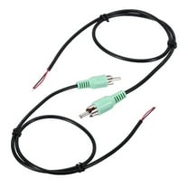 20 Inch Open Green RCA Male Plug Jack Connector Adapter to Bare Wire Open End Audio Video RCA Cable Pack of 2