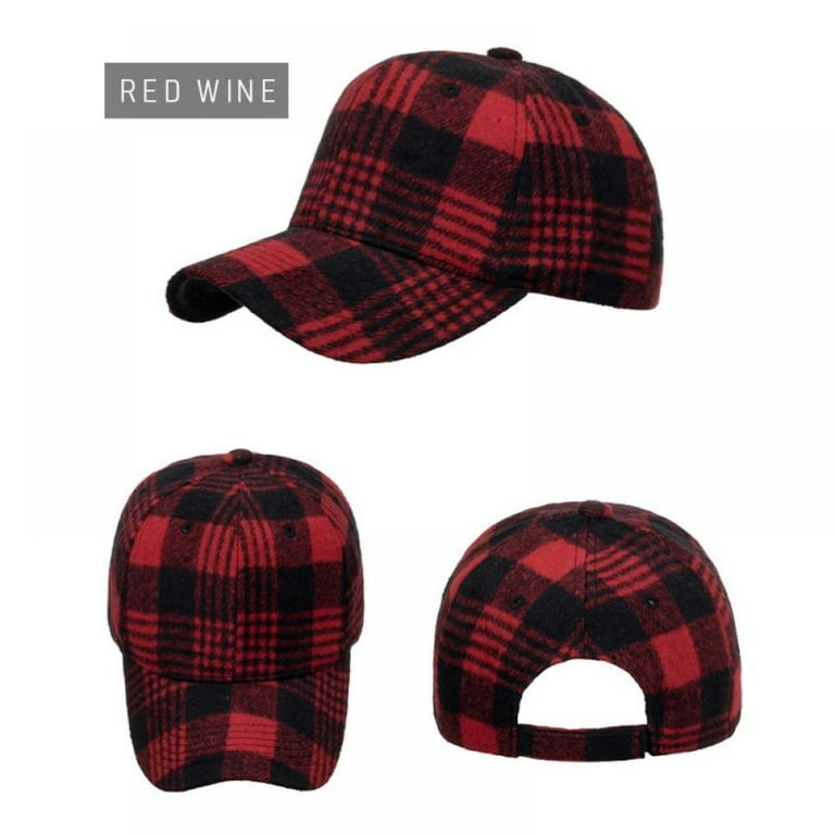 Classic Plaid Print Cotton Baseball Caps Red Black Checkered Hat Buffalo Plaid Hat for Women Men Outdoor Hat Casual Cap Walmart