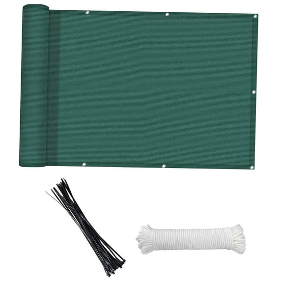Weatherproof Wind Protection Windscreen, Privacy Screen Balcony , 90x300cm Garden Privacy Screen, HDPE Balcony Cover for Outdoor Deck Dark Green