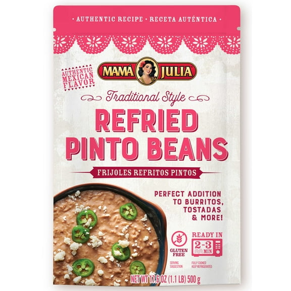 Mama Julia Gluten-Free Refrigerated Refried Pinto Beans Ready to Heat & Eat 17.6 oz Pouch