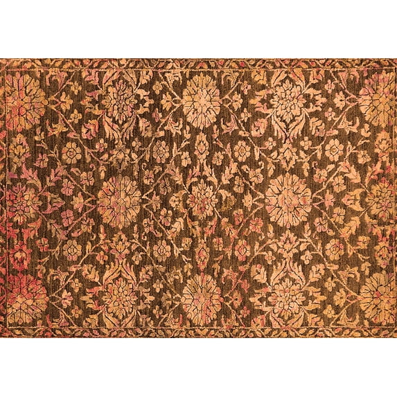 Ahgly Company Indoor Rectangle Oriental Orange Industrial Area Rugs, 5' x 7'