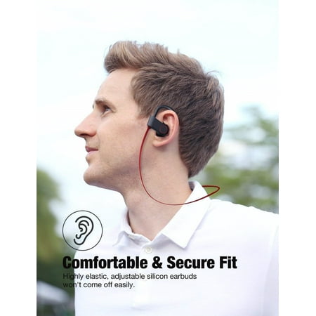 SUNZEO Bluetooth Headphones, Best Wireless Sports Earphones w/Mic IPX7 Waterproof HD Stereo Sweatproof Earbuds for Gym Running Workout 8 Hour Battery Noise Cancelling