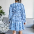 thumbnail image 6 of ClodeEU Womens Long Sleeves Chiffon Print Mini Dresse,V-Neck Pleated Spring Summer Dress Sky Blue,Womens Plus XL, 6 of 6