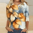 thumbnail image 2 of successthop Floral Blouses for Women Plus Size 3/4 Sleeve Shirt Lightweight Crewneck Casual Clothes Print Tops, 2 of 5