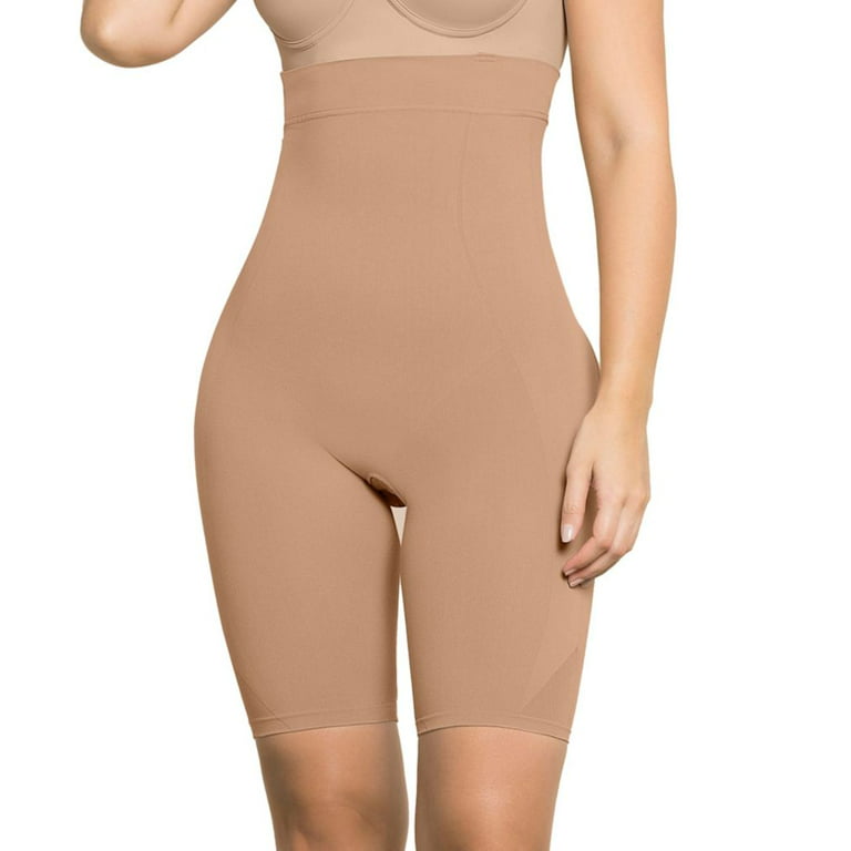 Women's Leonisa 012807M SkinFuse Invisible High Waist-to-Thigh Body Shaper  (Natural 1 1X-2X) 