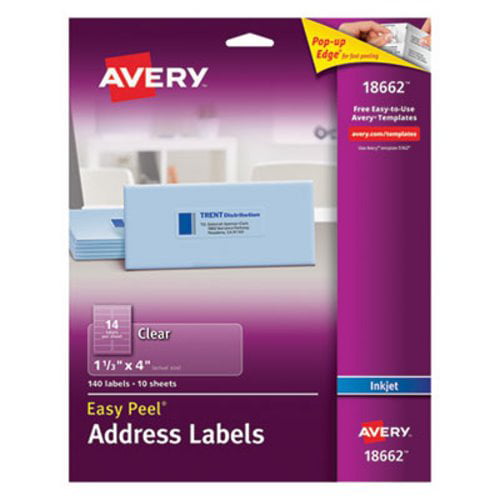 Avery Easy Peel Mailing Label Rectangle 140 / Pack 1.33" Width X 4" Length 