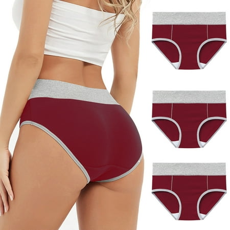 3 Pack Briefs for Women Soft Stretch Underwear High Waisted No Show Panties Sexy Low Rise Underpants Cotton Bikini Brief Underwear Base Low Rise Thong with Lace Panty Plus Size Soft Undies
