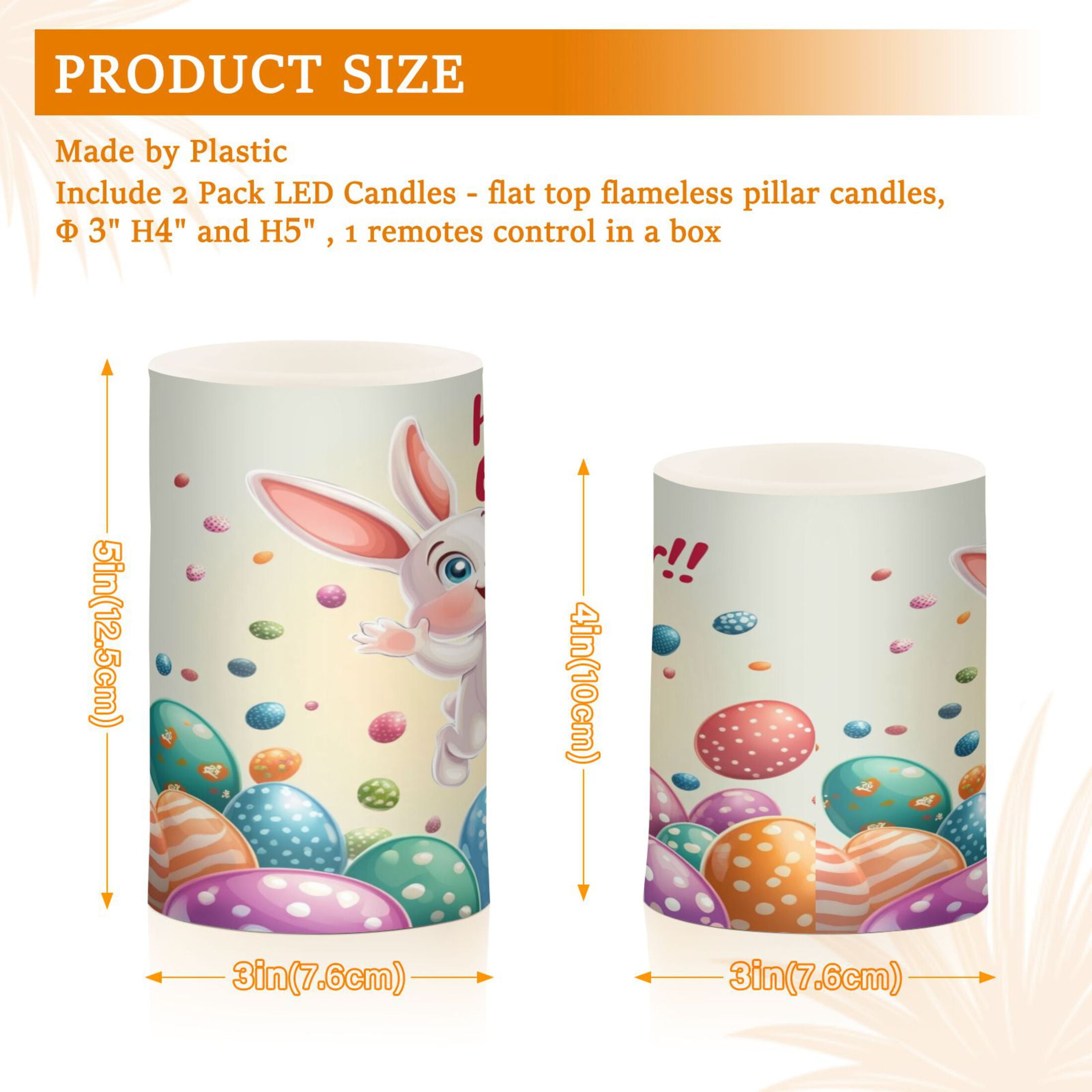 2 PCS Flameless Candles with Remote Timer LED Battery Operated Flickering Candle Light for Wedding Table Home Decoration Gifts Cartoon Easter Bunny
