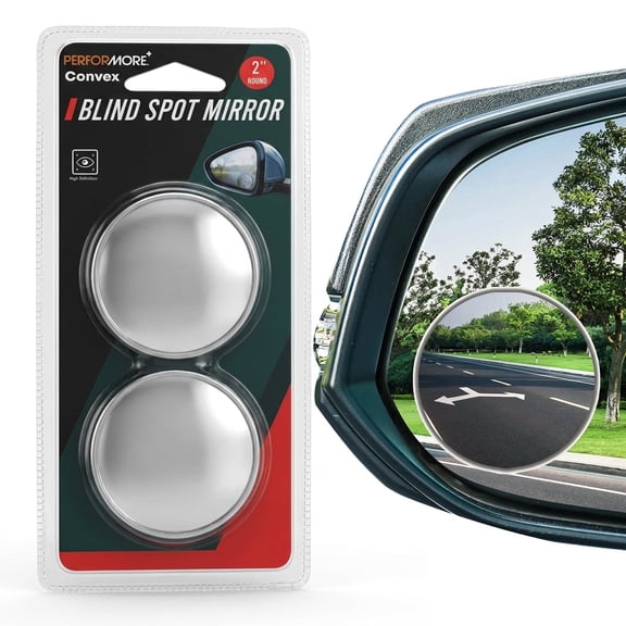 Performore 2 Pack of Blind Spot Car Mirrors, 2 Inch Round HD Glass Convex Rear View Wide Angle Side Mirror Blindspot with Self Adhesive Back for Universal Vehicles