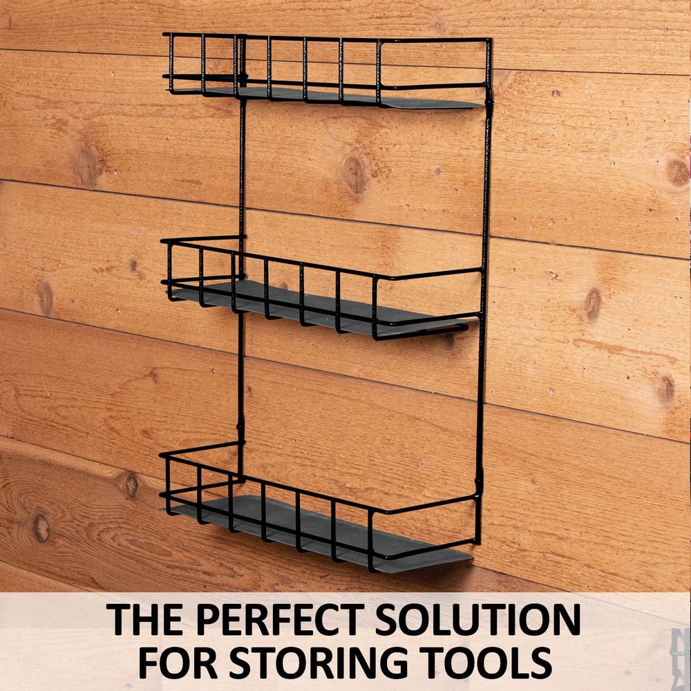 Easy-Up 3 Tier Wire Basket Rack | Ideal Horse Stable Organizer | Color Black