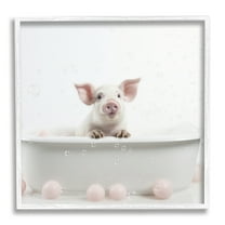 Stupell Industries Pig Bubble Bath Animals & Insects Painting White Framed Art Print Wall Art, 24 x 24