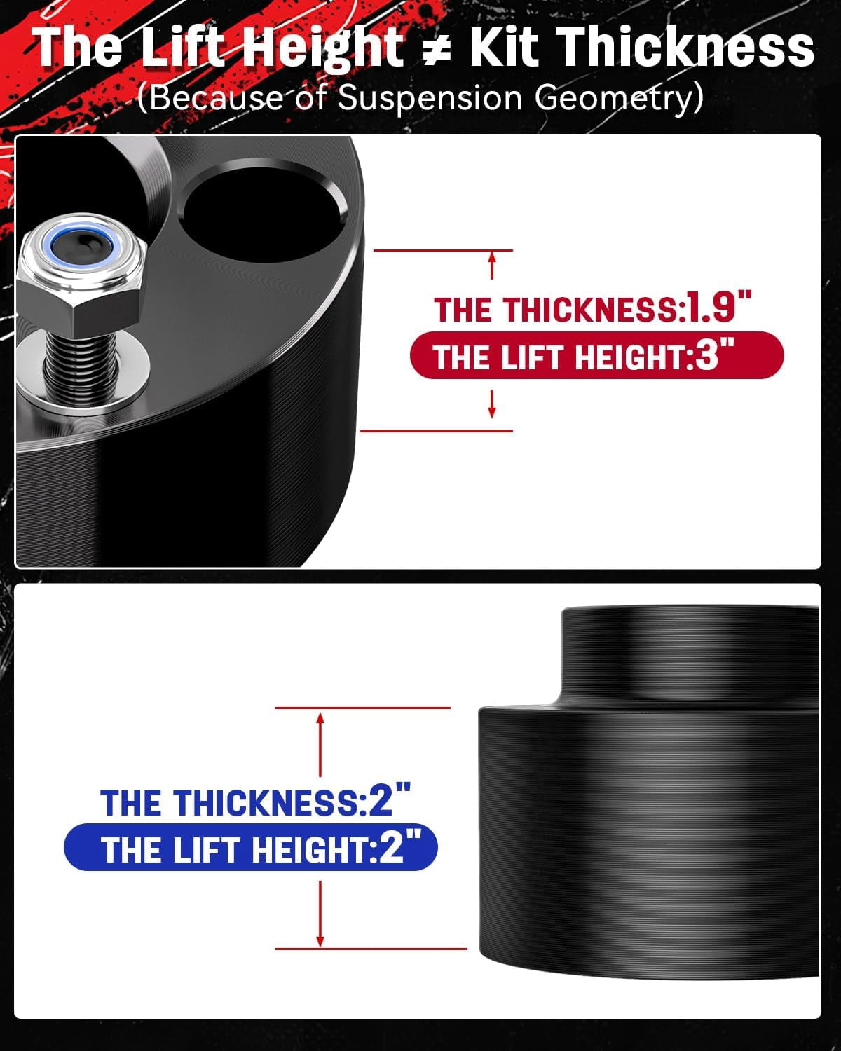 Richeer 3" Front and 2" Rear Leveling Lift Kits for 2009-2025 Ram 1500 4X4 4WD/AWD,2020-2025 Ram 1500 2WD/RWD, 3 Inch Front Strut Spacers and 2 Inch Rear Lift Spacer for 2009-2025 Ram 1500 Lift Kits