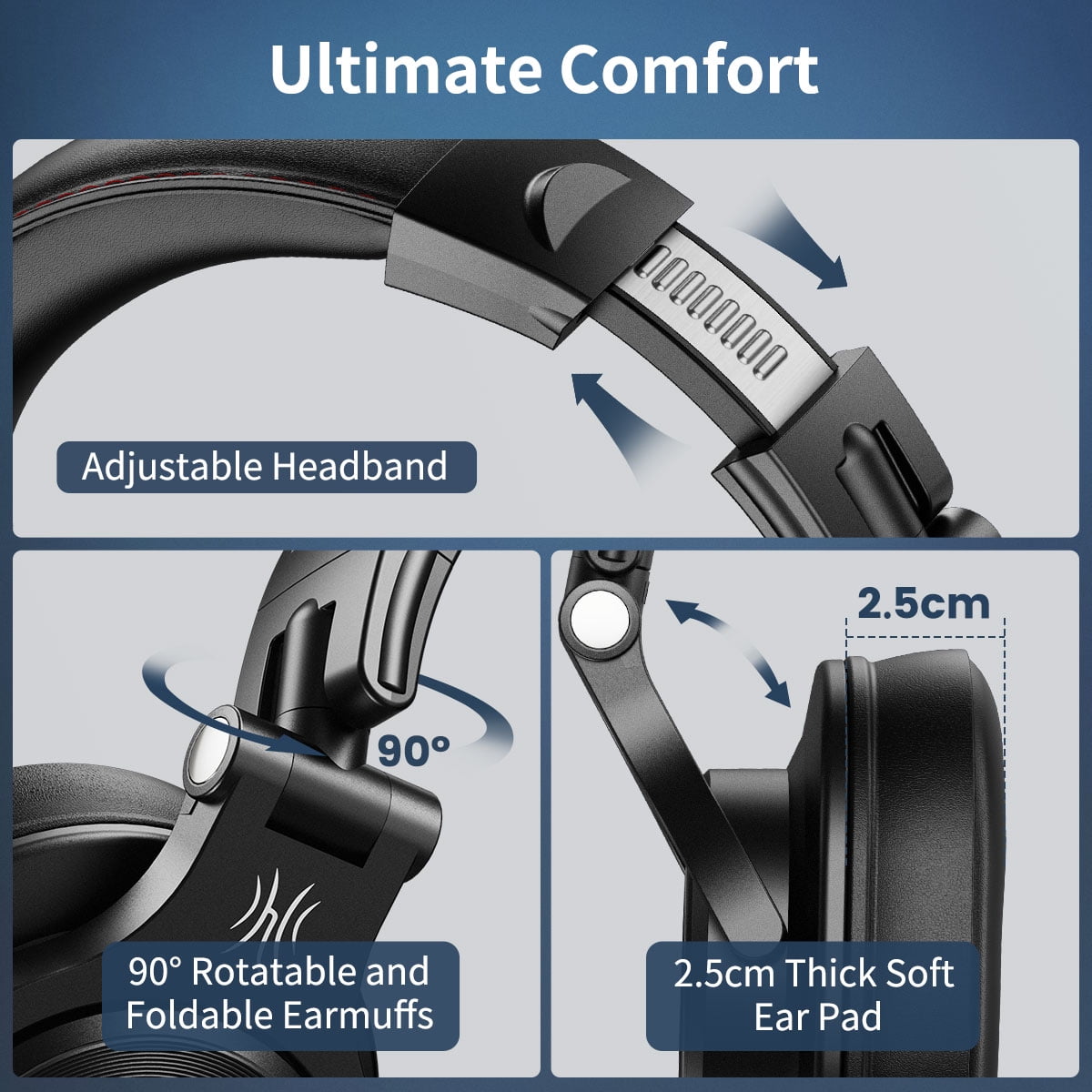 OneOdio Over-Ear Wired Headphones Corded Headphones with Dual Plugs Hi-Res Stereo Sound & Mic Long Cords for Laptop TV Computer-A71 Black