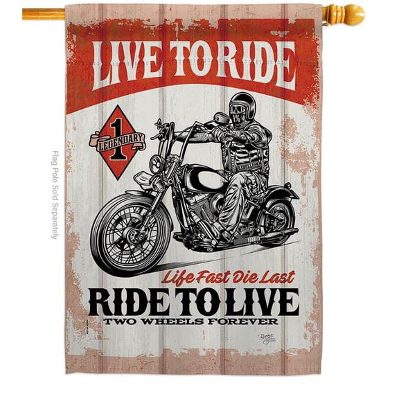 Breeze Decor H115256-BO 28 x 40 in. Love To Ride Interests Vehicle Double-Sided Decorative Vertical House Flags - Decoration Banner Garden Yard Gift